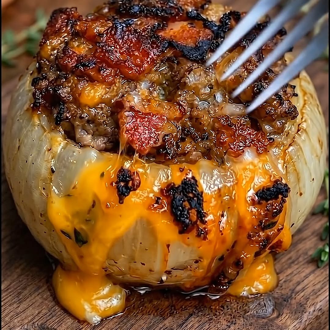 Loaded Bacon & Cheddar Stuffed Whole Onions