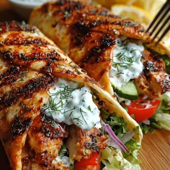 Greek Chicken Gyro Wraps with Mint Yogurt