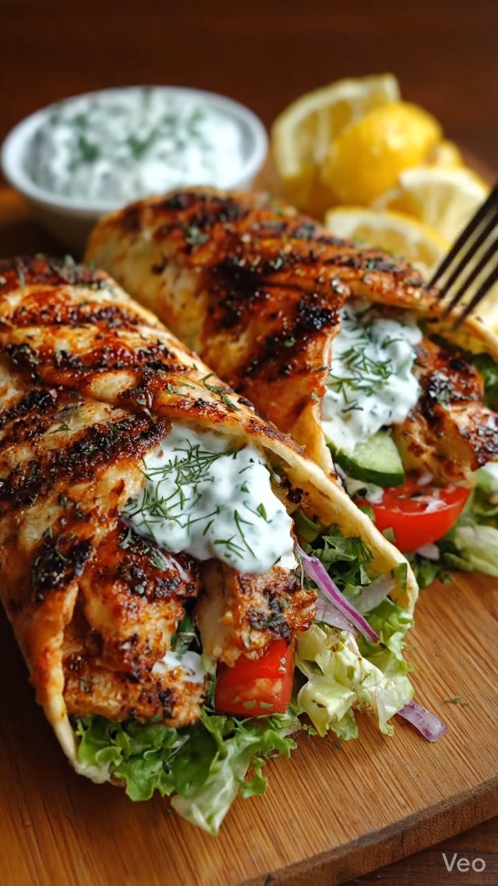 Greek Chicken Gyro Wraps with Mint Yogurt