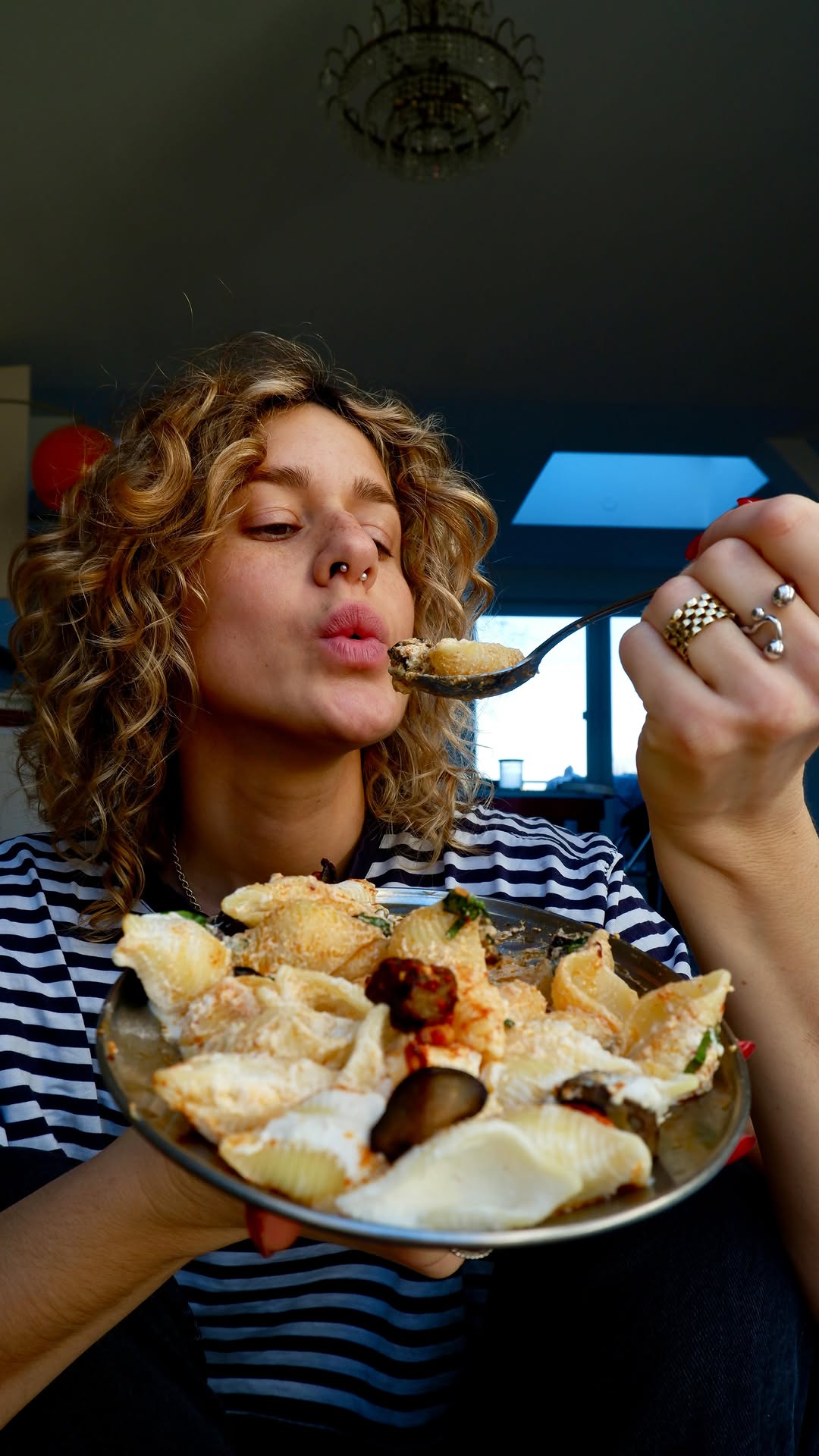 Yogurt Pasta with Eggplant and Spicy Oil