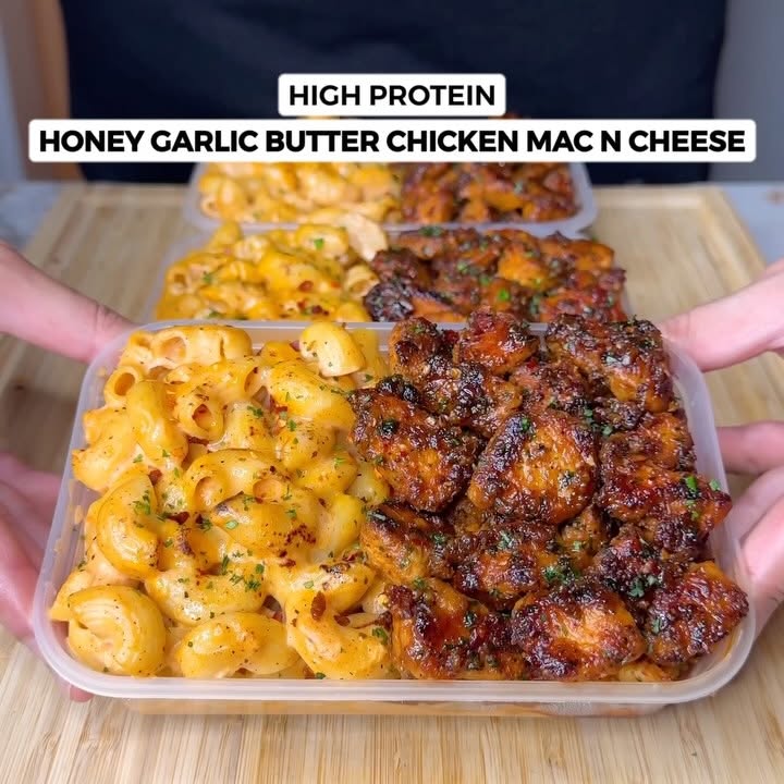 High Protein Honey Garlic Butter Chicken Mac n Cheese
