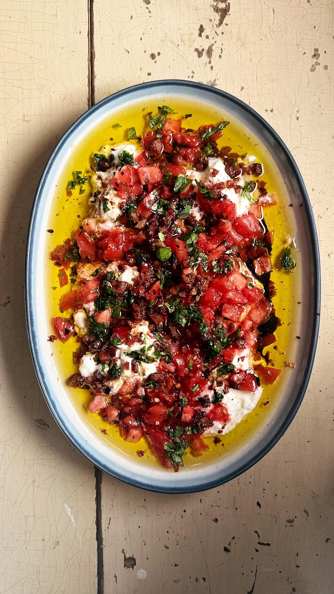 Burrata with Tomatoes and Crispy Pancetta