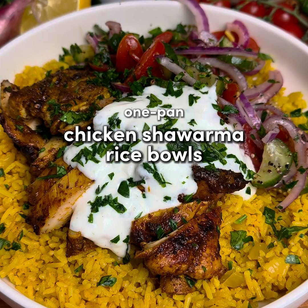 One-Pan Chicken Shawarma Rice Bowls