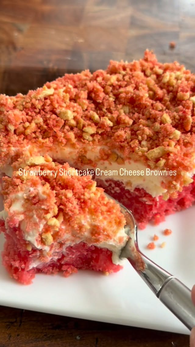Strawberry Shortcake Cream Cheese Brownies
