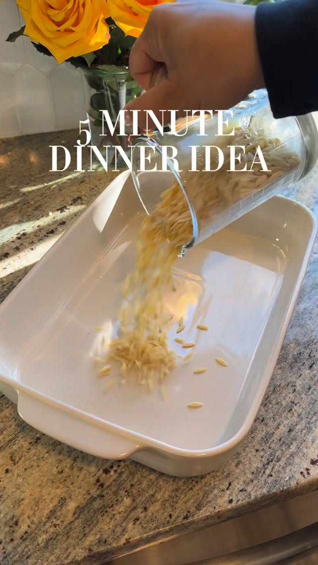 Creamy Lemon Chicken Thigh Orzo Bake