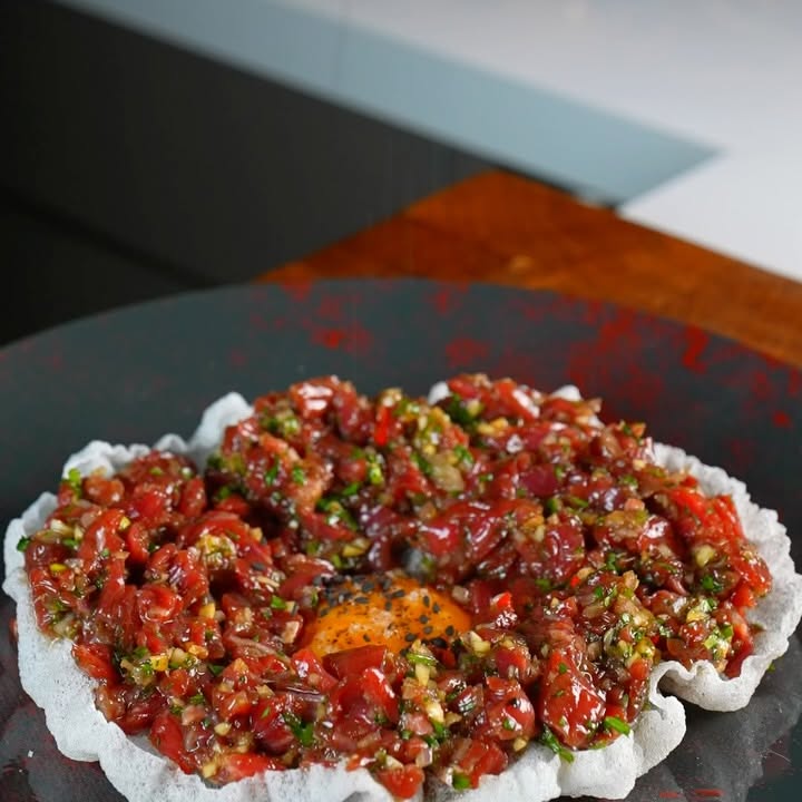 Beef Tartare in Fried Rice Paper