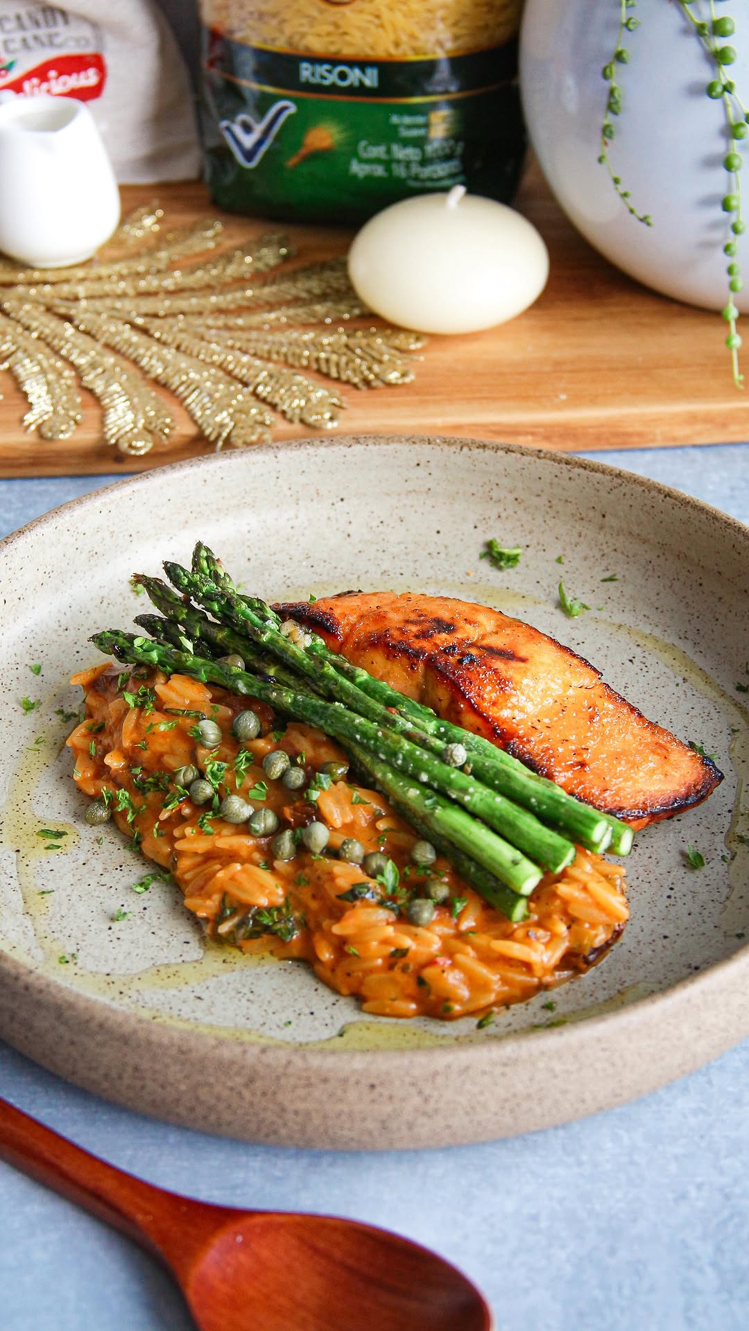 Risoni with Salmon and Asparagus