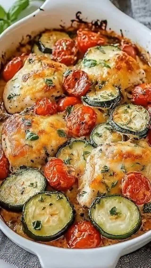 Mediterranean Chicken Zucchini Bake
