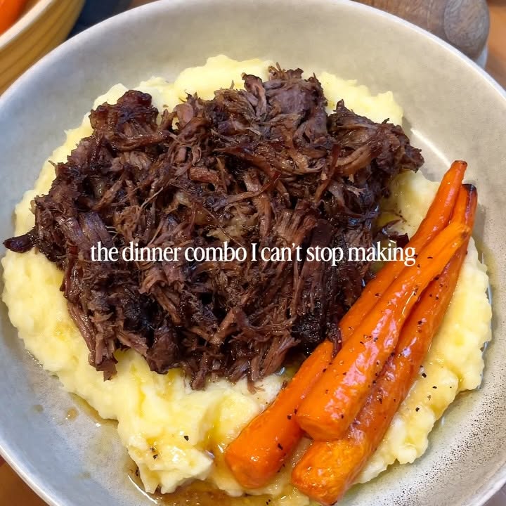 Chuck Roast with Creamy Mashed Potatoes and Maple Glazed Carrots