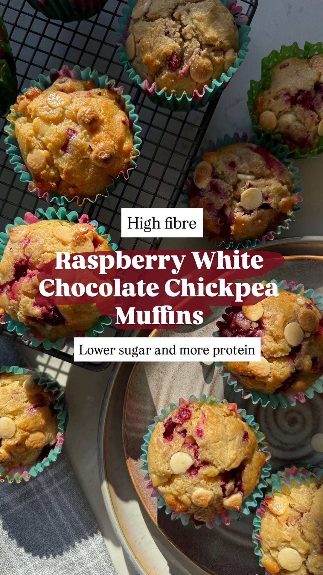 White Chocolate Raspberry Chickpea Muffins