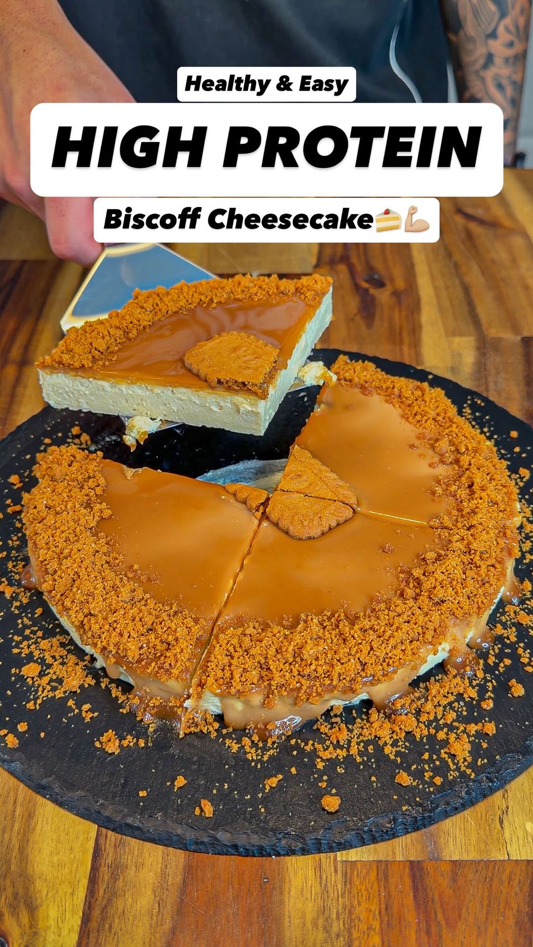 Healthy & Easy High Protein Biscoff Cheesecake