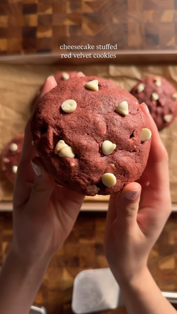 Cheesecake Stuffed Red Velvet Cookies