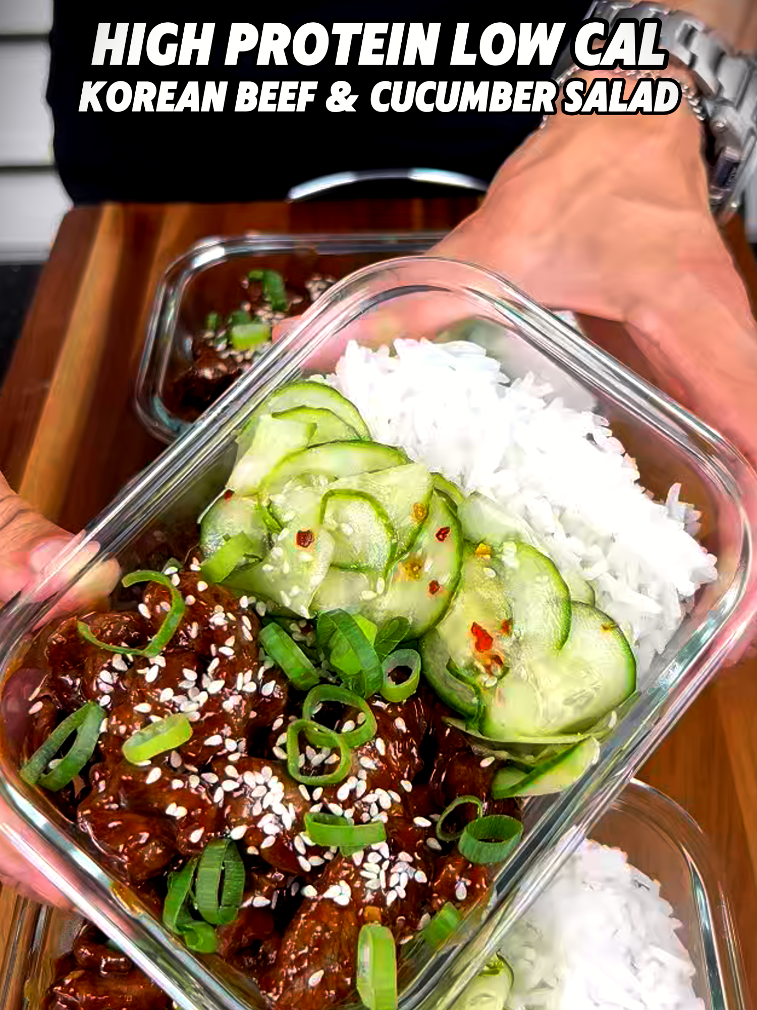 Hot Korean Beef, Rice & Cucumber Salad Bowl
