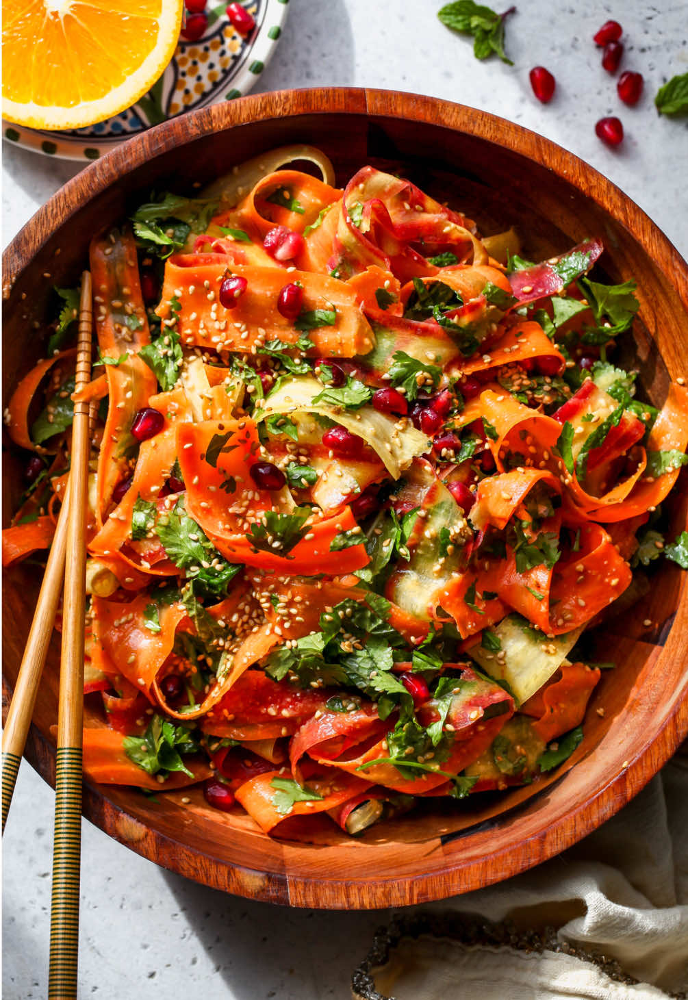 Shaved Carrot Salad with Citrus Miso-Ginger Dressing