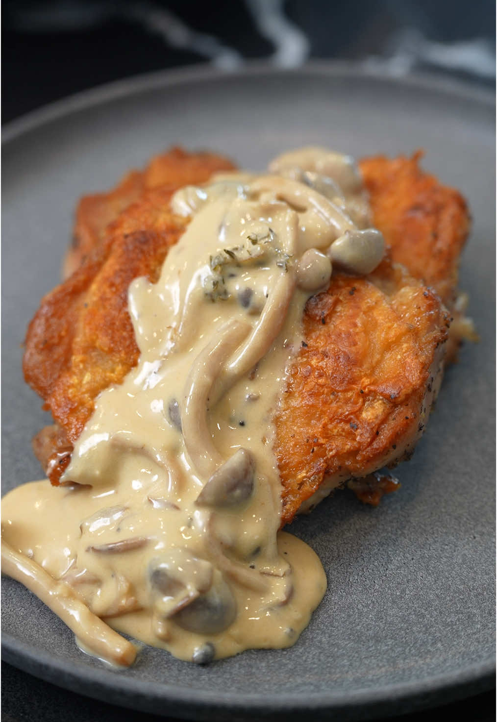 Crispy Chicken with Mushroom Dijon Cream Sauce
