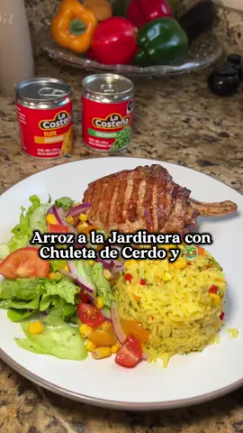 Garden Rice with Pork Chop and Fresh Salad