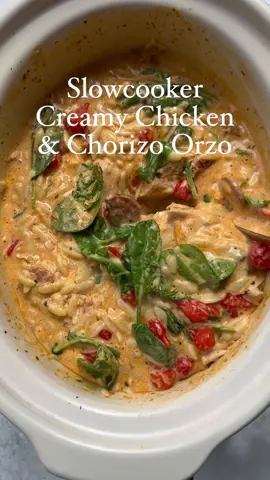 Slowcooker Creamy Chicken & Chorizo Orzo